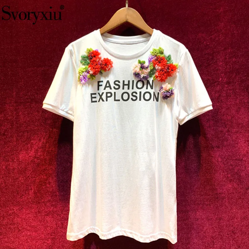 Svoryxiu 2019 New Runway Summer Cotton White Tees Tops Women's Fashion Appliques Letter Printed Casual Short Sleeve T Shirts
Svoryxiu 2019 New Runway Summer Cotton White Tees Tops Women's Fashion Appliques Letter Printed Casual Short Sleeve T Shirts