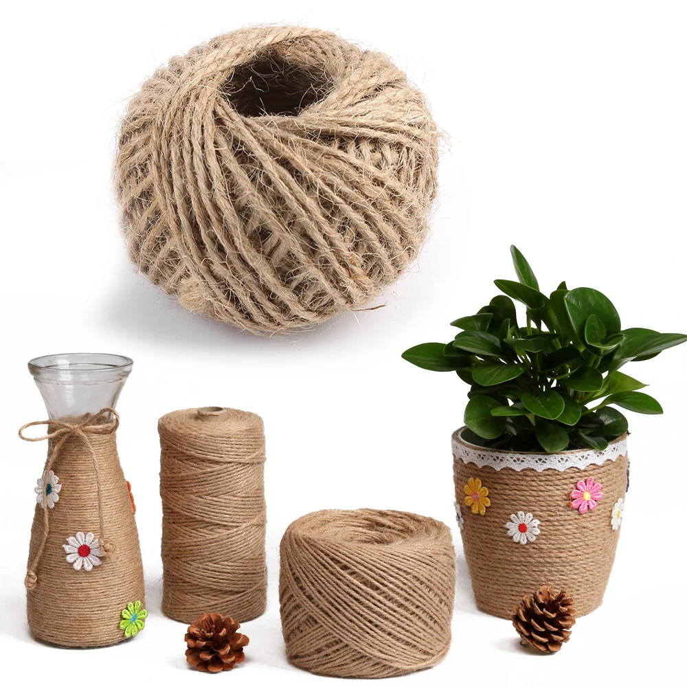 

30/50M Natural Burlap Hessian Jute Twine Cord Hemp Rope String Gift Packing Strings Christmas Event & Party Supplies
