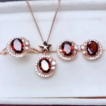 925 sterling silver real Natural garnet Jewelry Sets rings pendants earrings send necklace fine new women wholesale mtz060818ags
925 sterling silver real Natural garnet Jewelry Sets rings pendants earrings send necklace fine new women wholesale mtz060818ags