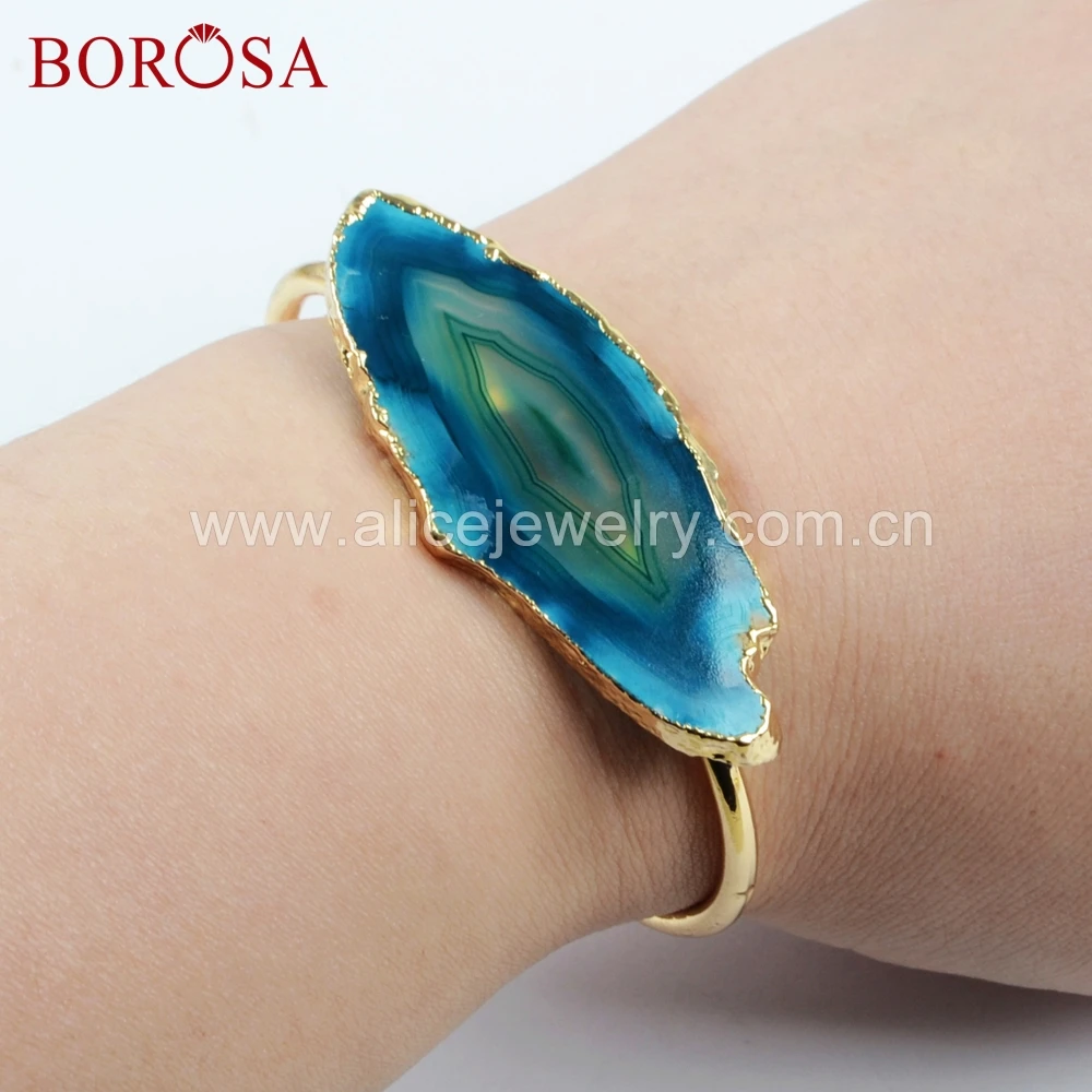 BOROSA 5/10PCS Freedom Agates Slice Cuff Bangles Gold Color Natural Rainbow Agates Bracelet Jewelry for Women WX1053
BOROSA 5/10PCS Freedom Agates Slice Cuff Bangles Gold Color Natural Rainbow Agates Bracelet Jewelry for Women WX1053