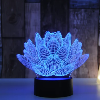 

7 color changing Touch Lotus 3D colorful night light strange stereoscopic visual illusion lamp LED lamp Decor light