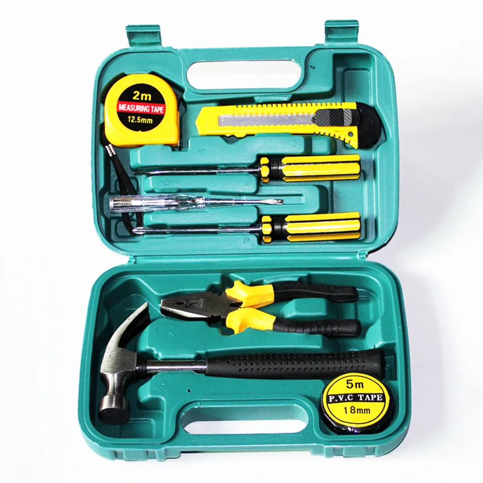 9PCS Household Combination Professional Repair Tool Set Hand Tools Toolbox Knive Hammer Screwdriver Pliers Tap Measure Tool Kits
9PCS Household Combination Professional Repair Tool Set Hand Tools Toolbox Knive Hammer Screwdriver Pliers Tap Measure Tool Kits
