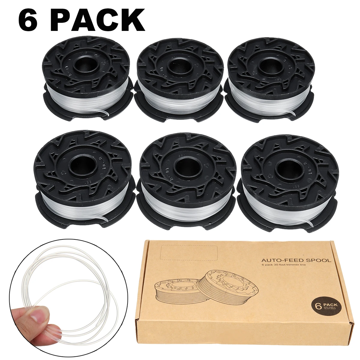 6Pack Line String Trimmer Replacement Spool,30ft 0.065" Autofeed String Trimmer Line Replacement Spool for BLACK string trimmer
6Pack Line String Trimmer Replacement Spool,30ft 0.065" Autofeed String Trimmer Line Replacement Spool for BLACK string trimmer
