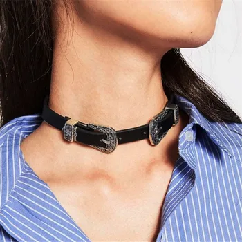 Vintage Women Choker Necklaces Pu Leather Belt Collar Choker With Double Buckles Fashion Adjustable Choker Jewelry Gift For Girl
Vintage Women Choker Necklaces Pu Leather Belt Collar Choker With Double Buckles Fashion Adjustable Choker Jewelry Gift For Girl