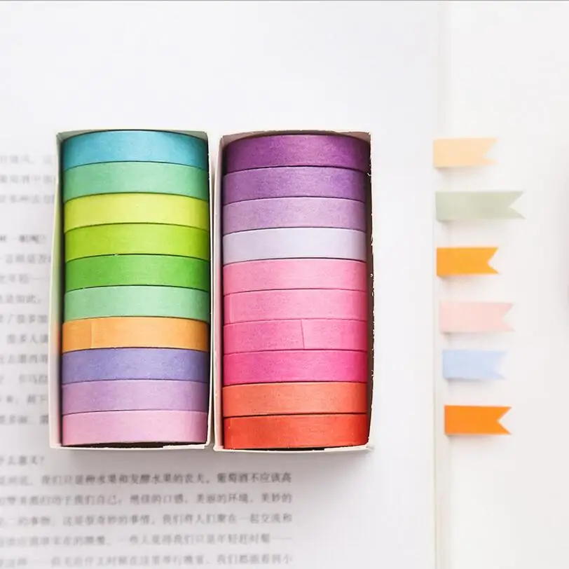 10 Pcs/lot 8mm x 3m Rainbow Decorative Adhesive Tape Masking Washi Tape Decoration Diary School Office Supplies Stationery
10 Pcs/lot 8mm x 3m Rainbow Decorative Adhesive Tape Masking Washi Tape Decoration Diary School Office Supplies Stationery