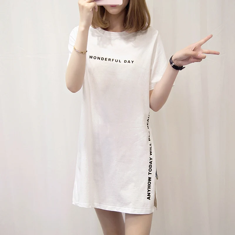 Women Casual Large Size Summer T-shirt Long T-Shirt Letter T-shirt Split tops Black White Korean Shirts 2019 Fashion Long Tshirt
Women Casual Large Size Summer T-shirt Long T-Shirt Letter T-shirt Split tops Black White Korean Shirts 2019 Fashion Long Tshirt