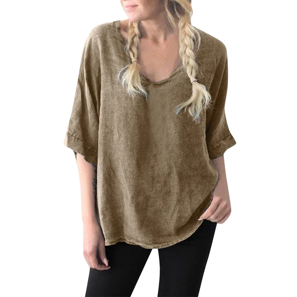 SAGACE Fashion Solid color Blouse Women Vintage sexy V-neck Casual Cotton Linen Casual Loose shirt Blouse top female Summer new
SAGACE Fashion Solid color Blouse Women Vintage sexy V-neck Casual Cotton Linen Casual Loose shirt Blouse top female Summer new