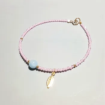 Lii Ji Natural Aquamarine Pink Zircon 925 Sterling Silver 18K Gold Plated Leaf Charm Bracelet For Women Children Drop Shipping
Lii Ji Natural Aquamarine Pink Zircon 925 Sterling Silver 18K Gold Plated Leaf Charm Bracelet For Women Children Drop Shipping