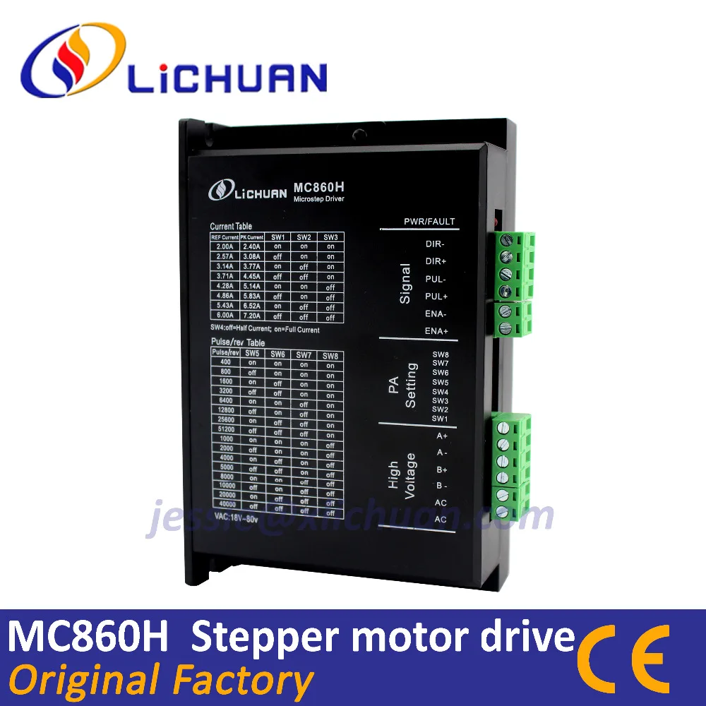 CNC Stepper motor driver MC860H 2.4-7.2A 18-80VAC Microstep 256 subdivision replace MA860H for Nema23 Nema34 stepper motor
CNC Stepper motor driver MC860H 2.4-7.2A 18-80VAC Microstep 256 subdivision replace MA860H for Nema23 Nema34 stepper motor