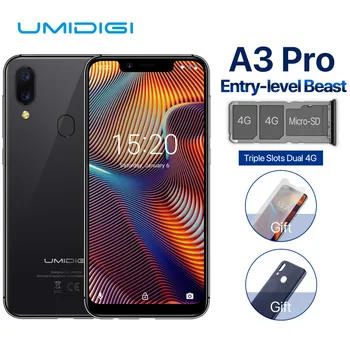 

UMIDIGI A3 Pro 5.7"incell HD+display 3GB+32GB Smartphone MTK6739 Quad core Android 8.1 12MP+5MP Face Unlock Dual 4G Mobile phone