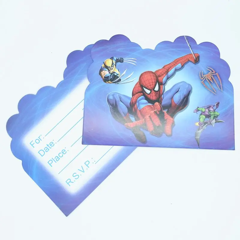 10 pcs/lot Spiderman Invitation Card Cartoon Theme Party For Kids Birthday Decoration Theme Party Supply Festival For Boys
10 pcs/lot Spiderman Invitation Card Cartoon Theme Party For Kids Birthday Decoration Theme Party Supply Festival For Boys