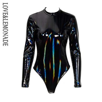 LOVE&LEMONADE Black Stand-Up Collar Reflective Elastic PU Material Slim Bodysuit LM81495
LOVE&LEMONADE Black Stand-Up Collar Reflective Elastic PU Material Slim Bodysuit LM81495