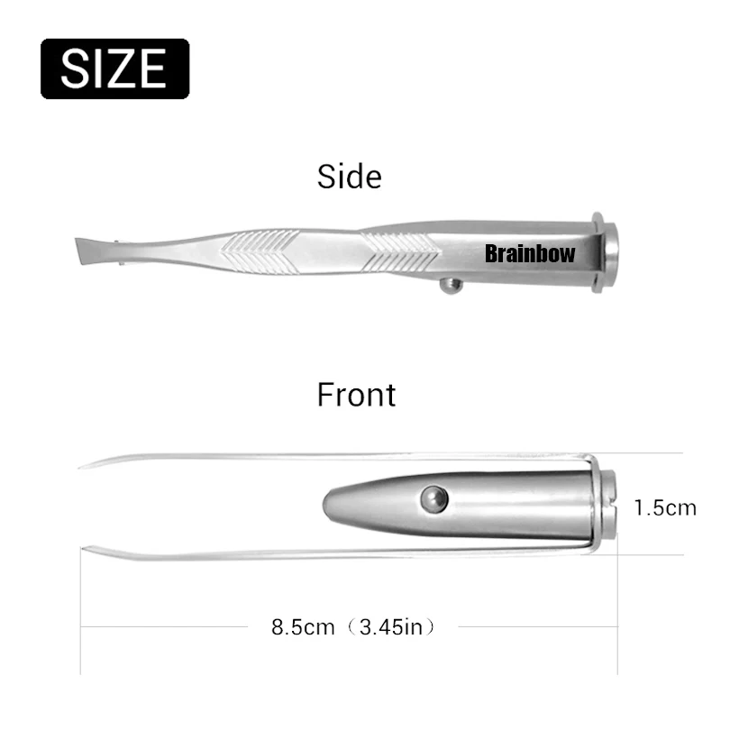 Brainbow 1pc LED Tweezer+3 Batteries Eyelash Eyebrow Eyes Hair Remover Tools Stainless Steel Tweezers Pinzette Beauty|led tweezer|eyebrow