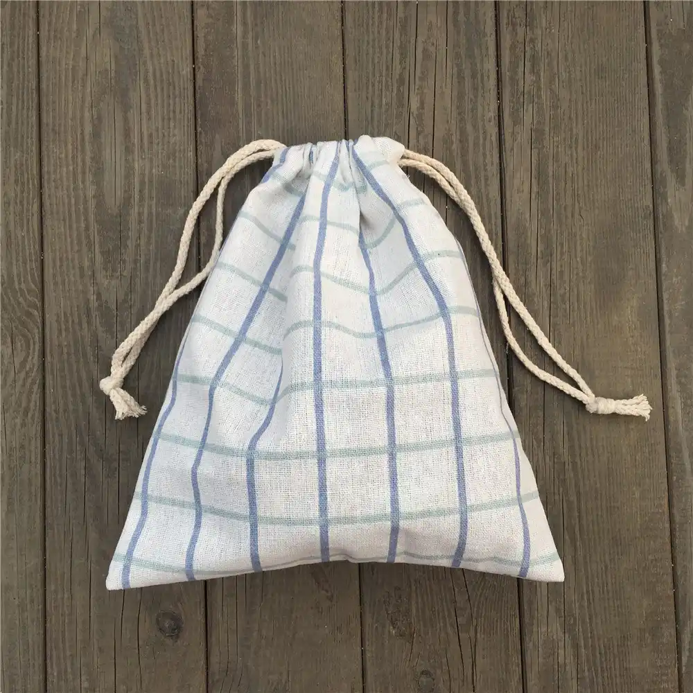 1pc cotton linen drawstring party gift bag coin phone key pouch