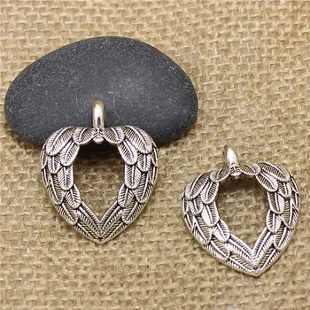 

20pcs/lot 26*31mm Cameo Wings Hearts Jewelry Charm Pendant Wholesale Metal Zinc Alloy Trendy Pendant