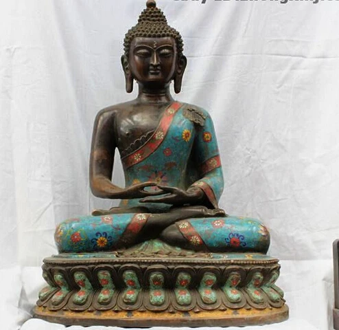 004647 24 Tibet Temple Old Bronze Cloisonne Amitayus Sakyamuni Tathagata Buddha Statue
004647 24 Tibet Temple Old Bronze Cloisonne Amitayus Sakyamuni Tathagata Buddha Statue