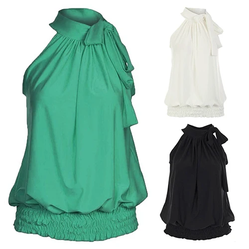 Women Chiffon Sexy Casual Solid Pleated Halter Neck Elastic Hem Sleeveless Vest Tops 2018 New Summer Loose Female Ladies Shirt
Women Chiffon Sexy Casual Solid Pleated Halter Neck Elastic Hem Sleeveless Vest Tops 2018 New Summer Loose Female Ladies Shirt