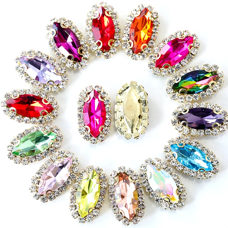 20pcs Horse Eye Leaf Sew on Claw Rhinestone Glass Strass Sew on Rhinestone with Gold Claw Use for Wedding Dress Shoes B1078
20pcs Horse Eye Leaf Sew on Claw Rhinestone Glass Strass Sew on Rhinestone with Gold Claw Use for Wedding Dress Shoes B1078