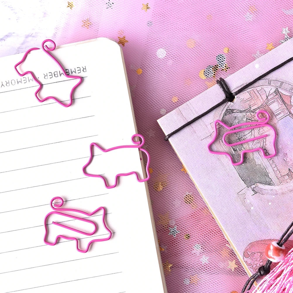 4pcs/pack Pink Pig Bookmark Paper Clip School Office Supply Escolar Gift Stationery Clips | Канцтовары для офиса и дома