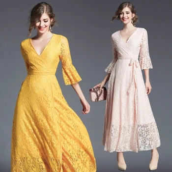 new Lace dress 2018 spring and autumn long sleeves of solid dress v-neck horn sleeve belt women vestidos party sexy clothes
new Lace dress 2018 spring and autumn long sleeves of solid dress v-neck horn sleeve belt women vestidos party sexy clothes