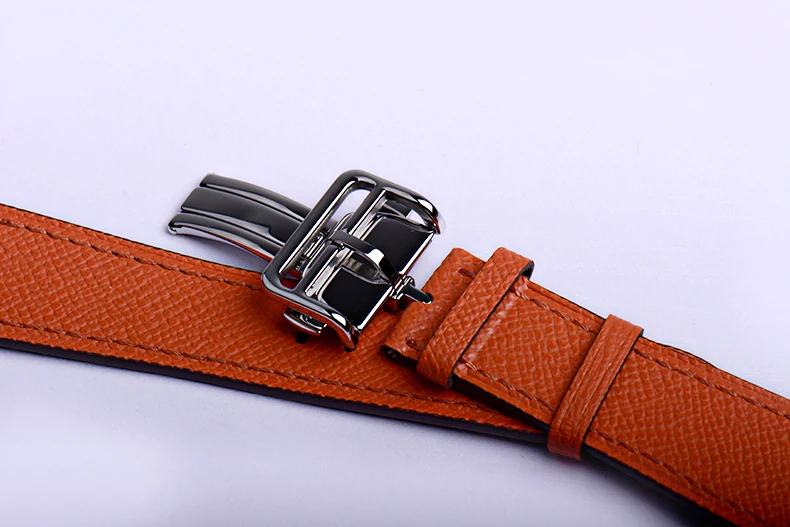 Hermes Ebene Barenia Leather Apple Watch Deployment Watch Strap 42 MM