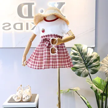 2PCS WLG girls summer clothing set kids girl white cartoon t shirt and plaid red skirt baby casual clothes
2PCS WLG girls summer clothing set kids girl white cartoon t shirt and plaid red skirt baby casual clothes