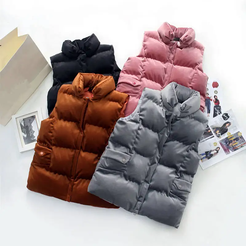 Autumn Winter Short Gold Velvet Vest Women Thick Sleeveless Down Cotton Vest Waistcoat Bread Coat Women Warm Jacket Female C4872
Autumn Winter Short Gold Velvet Vest Women Thick Sleeveless Down Cotton Vest Waistcoat Bread Coat Women Warm Jacket Female C4872