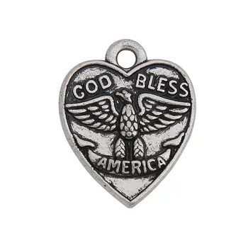 RAINXTAR Antique Silver Color God Bless America Heart Shape Alloy Eagle Charms 15*20mm 50pcs AAC558
RAINXTAR Antique Silver Color God Bless America Heart Shape Alloy Eagle Charms 15*20mm 50pcs AAC558