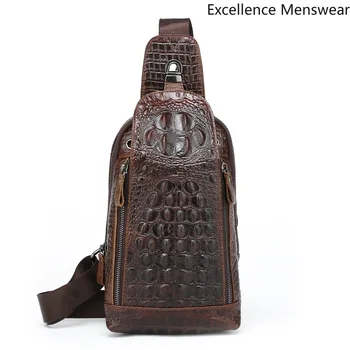 Crocodile-lined Genuine Leather Black Chest Pack Men Casual Cowhide Shoulder Bag Travel Outdoor Designer Vintage Men Bags QQ
Crocodile-lined Genuine Leather Black Chest Pack Men Casual Cowhide Shoulder Bag Travel Outdoor Designer Vintage Men Bags QQ