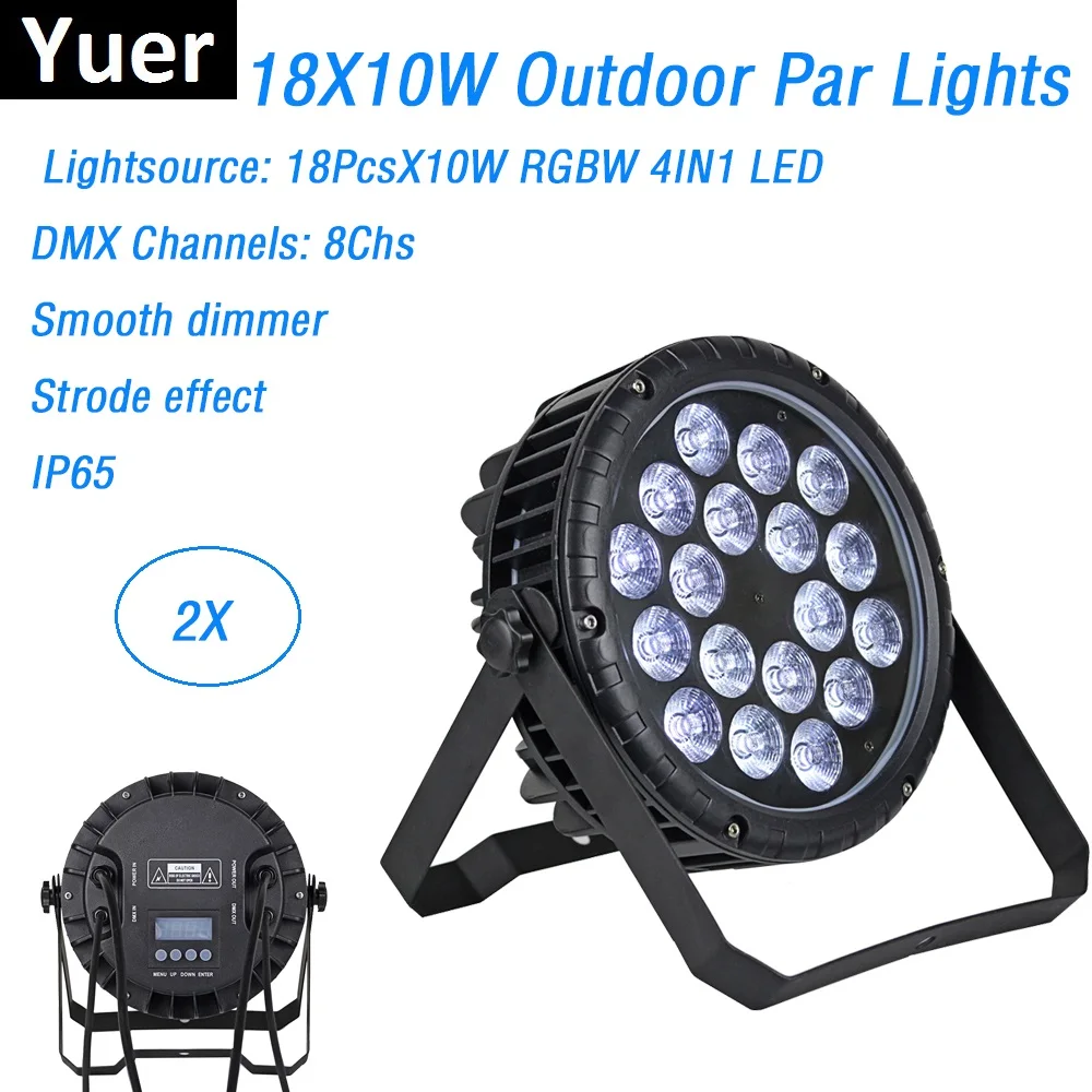 2XLot Outdoor Par Lights 18X10W RGBW Quad Color LED Flat Par Cans IP65 Waterproof Led Par Stage Lighting Effect DMX 8 Channels
2XLot Outdoor Par Lights 18X10W RGBW Quad Color LED Flat Par Cans IP65 Waterproof Led Par Stage Lighting Effect DMX 8 Channels