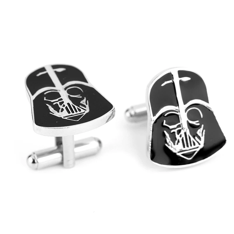 

New Fashion Star Wars Galactic Empire Darth Vader Black Enamel Mask Cufflinks For Mens Shirt Brand Cuff Buttons Gemelos gift