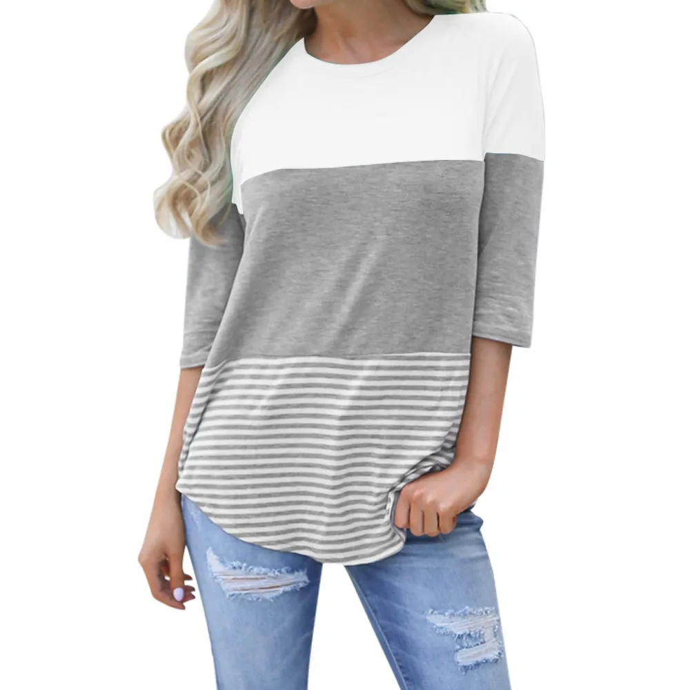 tshirt women White Patchwork t shirt Women's Casual Loose Striped Lace Three Quarter Sleeve tees for Lady tee shirt femmeL3
tshirt women White Patchwork t shirt Women's Casual Loose Striped Lace Three Quarter Sleeve tees for Lady tee shirt femmeL3