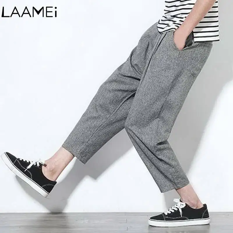 Фото Laamei для мужчин плюс размеры Фитнес Jogger брюки девочек мужской SummerChinese Стиль Лен