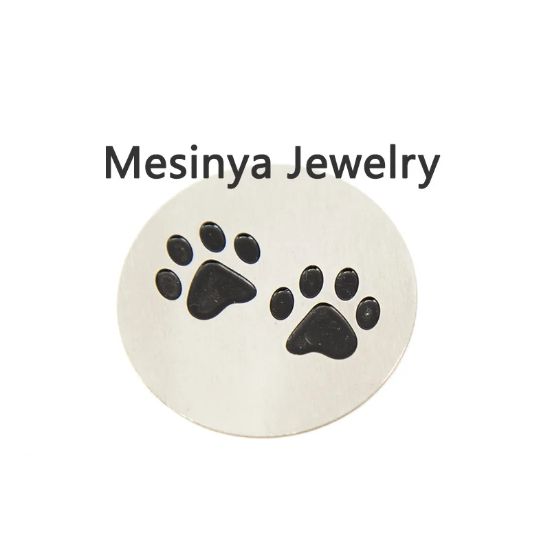 

10pcs New arrive large dog paw plate for 30mm stainless steel floating charm memory living glass locket Xmas gift keepsake