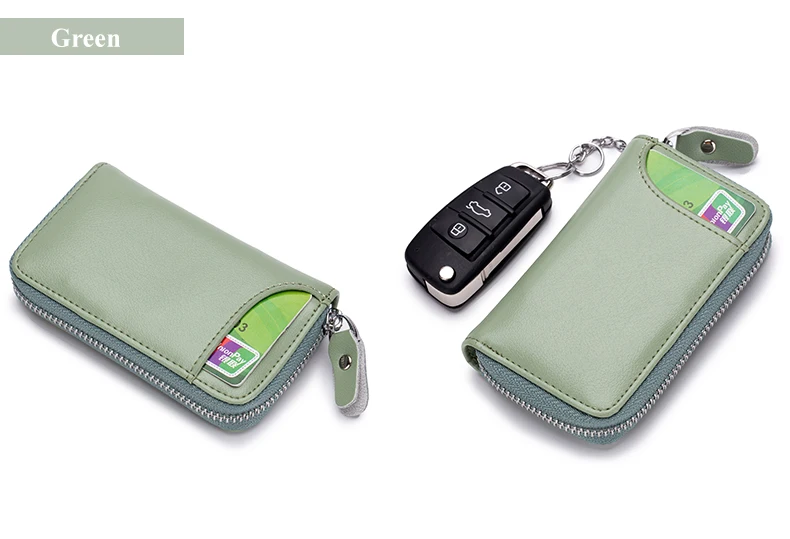 Lomelobo Unisex Split Leather Key Wallet Litchi Pattern Women Multi-Function Coin Purse Men Car Chain Bags Credit ID Card Holder HCL950 Details (19)