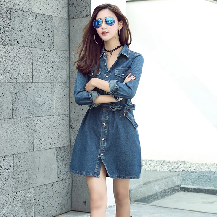 Blue Jeans Dress Women 2018 Autumn Korean Style Vintage Bow Sash Turn Down Collar Long Sleeve Denim Dress vestido jeans 1150
Blue Jeans Dress Women 2018 Autumn Korean Style Vintage Bow Sash Turn Down Collar Long Sleeve Denim Dress vestido jeans 1150