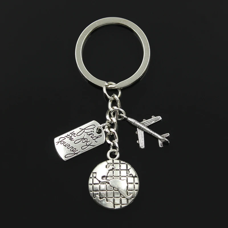 Fashion 30mm Key Chain Keychain Jewelry Silver world travel find joy in journey aircraft airplane Pendant
Fashion 30mm Key Chain Keychain Jewelry Silver world travel find joy in journey aircraft airplane Pendant