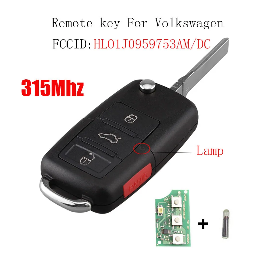3 + 1 кнопки дистанционного ключа для Volkswagen Golf Jetta Passat 2002 2003 2004 2005 Для VW HLO1J0959753AM