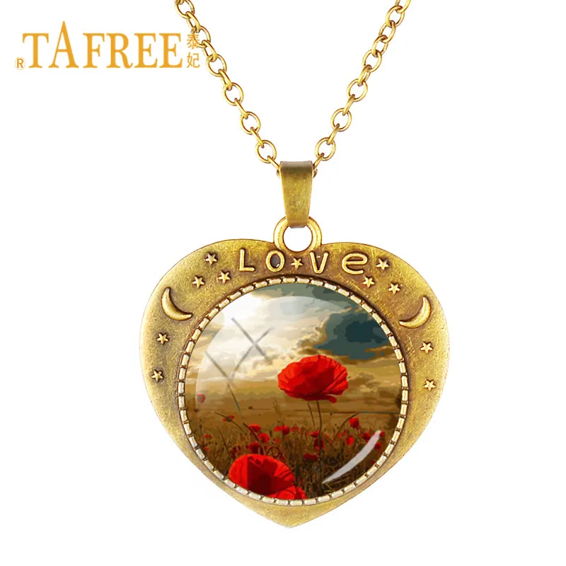 TAFREE Red Poppy Pendant Necklace Sunflower Chrysanthemum Flower Jewelry Glass Cabochon Charms Necklace Poppy Jewelry TB291
TAFREE Red Poppy Pendant Necklace Sunflower Chrysanthemum Flower Jewelry Glass Cabochon Charms Necklace Poppy Jewelry TB291