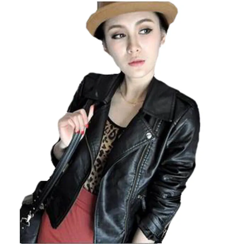 PU lady small leather Sexy women Jacket Coat Slim Short Paragraph diagonal Zipper outerwear 2019Autumn motorcycle jacket | Женская