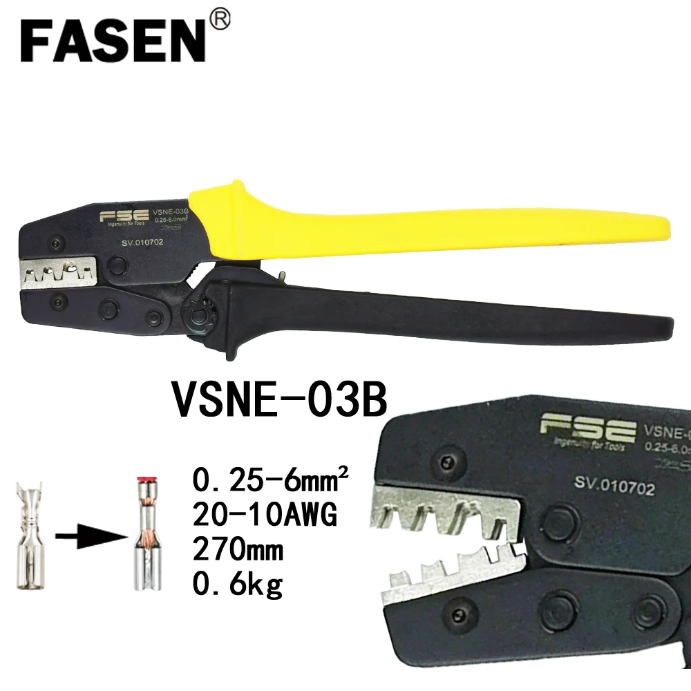 Non-insulated tabs and receptacles crimping tools electrical pliers high precision brand clamp VSNE-03B 0.5-6mm2 20-10AWG
Non-insulated tabs and receptacles crimping tools electrical pliers high precision brand clamp VSNE-03B 0.5-6mm2 20-10AWG