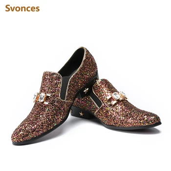 Fashion Bling Leather Mens Shoes Customized Dressing Party Brand Shoes Man New Zapatillas Hombre Crystal Shining Sdar Flat Shoes
Fashion Bling Leather Mens Shoes Customized Dressing Party Brand Shoes Man New Zapatillas Hombre Crystal Shining Sdar Flat Shoes