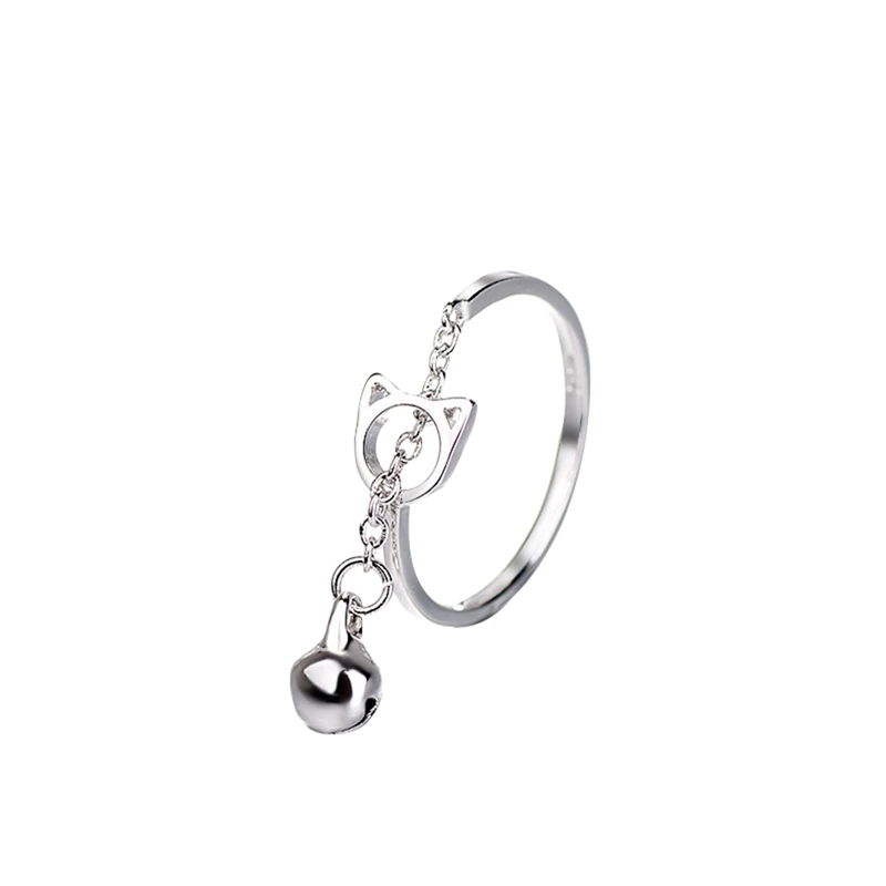 Silver Color Hollow Cat Head Finger Rings With Bell Pendant Chain Jewelry For Women
Silver Color Hollow Cat Head Finger Rings With Bell Pendant Chain Jewelry For Women