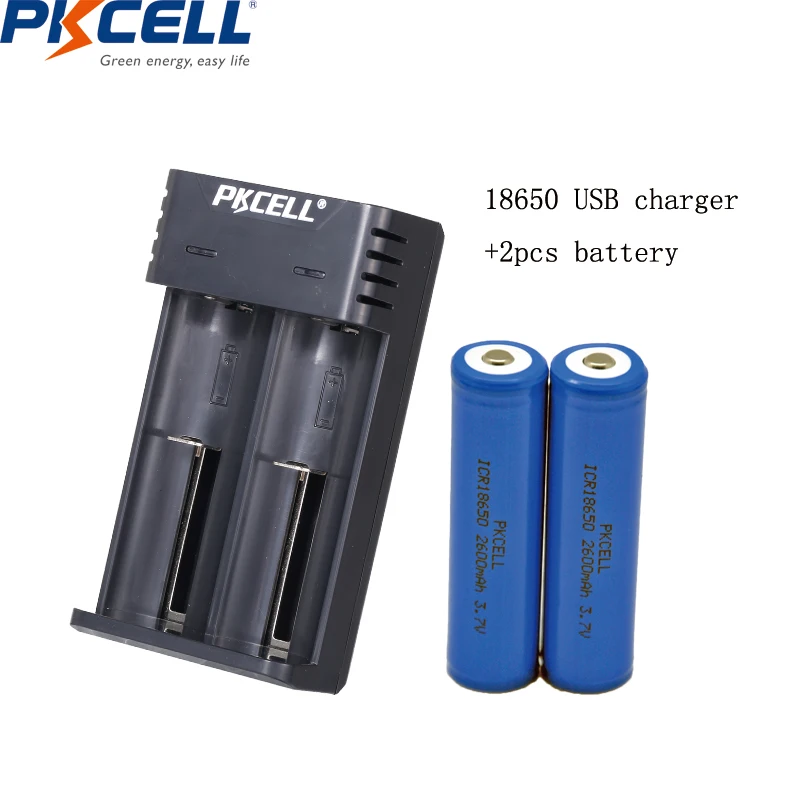 1PCS PKCELL ICR 18650 3.7v 2600mah battery li-ion rechargeable batteries button top protection packed with 18650 battery charger
1PCS PKCELL ICR 18650 3.7v 2600mah battery li-ion rechargeable batteries button top protection packed with 18650 battery charger
