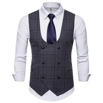 2019 Fashion New Men's Business Lattice Suit Vest / Men's Boutique Double Breasted Waistcoat
2019 Fashion New Men's Business Lattice Suit Vest / Men's Boutique Double Breasted Waistcoat