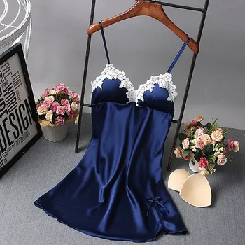 Herislim Sexy Lingerie Women Night Dress Silk Appliques Sleepwear Babydoll Nightgown Mini Sleeveless Sleepshirt With Padded Bras
Herislim Sexy Lingerie Women Night Dress Silk Appliques Sleepwear Babydoll Nightgown Mini Sleeveless Sleepshirt With Padded Bras