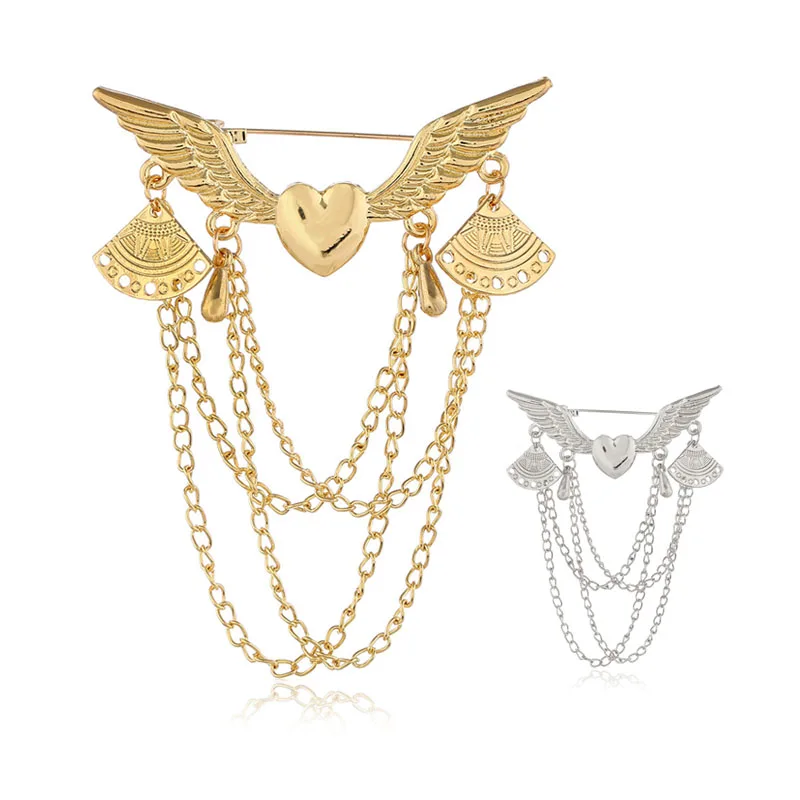 New Vintage Gold Angle Love Wing Brooches Jewelry Retro Tassel Chain Neck Pin Men's Suit Brooch Pins Accessories
New Vintage Gold Angle Love Wing Brooches Jewelry Retro Tassel Chain Neck Pin Men's Suit Brooch Pins Accessories