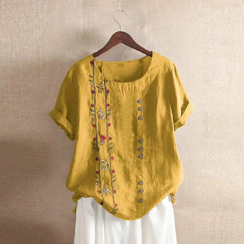2019 Plus Size Floral Embroidery Tunic Top Summer Women Casual Short Sleeve Vintage Bohemian Cotton Blouse Shirt Female Blusas
2019 Plus Size Floral Embroidery Tunic Top Summer Women Casual Short Sleeve Vintage Bohemian Cotton Blouse Shirt Female Blusas
