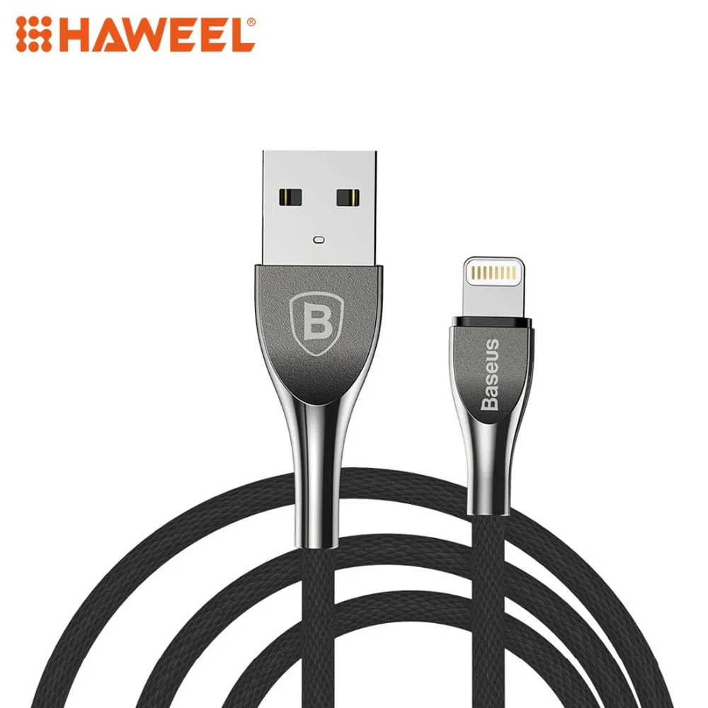 

HAWEEL Mageweave Texture Zinc Alloy 8 Pin USB-A to IP 2A 1M Data Cable, For iPhone and iPad
