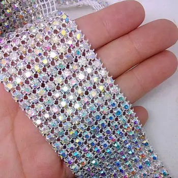 1 Yard 6 Rows AB Colors Diamond A Grade Rhinestone Crystal Wedding Cake Banding Trim Cake Ribbon Decoration Sewing Craft
1 Yard 6 Rows AB Colors Diamond A Grade Rhinestone Crystal Wedding Cake Banding Trim Cake Ribbon Decoration Sewing Craft
